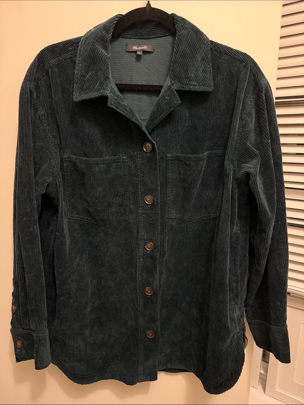 Madewell Dark Green Corduroy Button-Front Shacket / Overshirt
